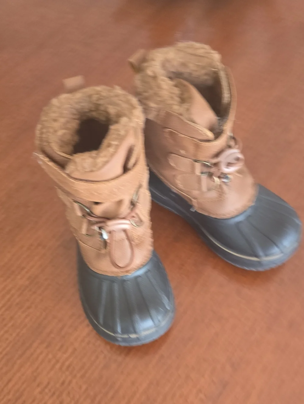 Kids Brown and Black Winter Boots - Cozy Lined Outdoor Boots